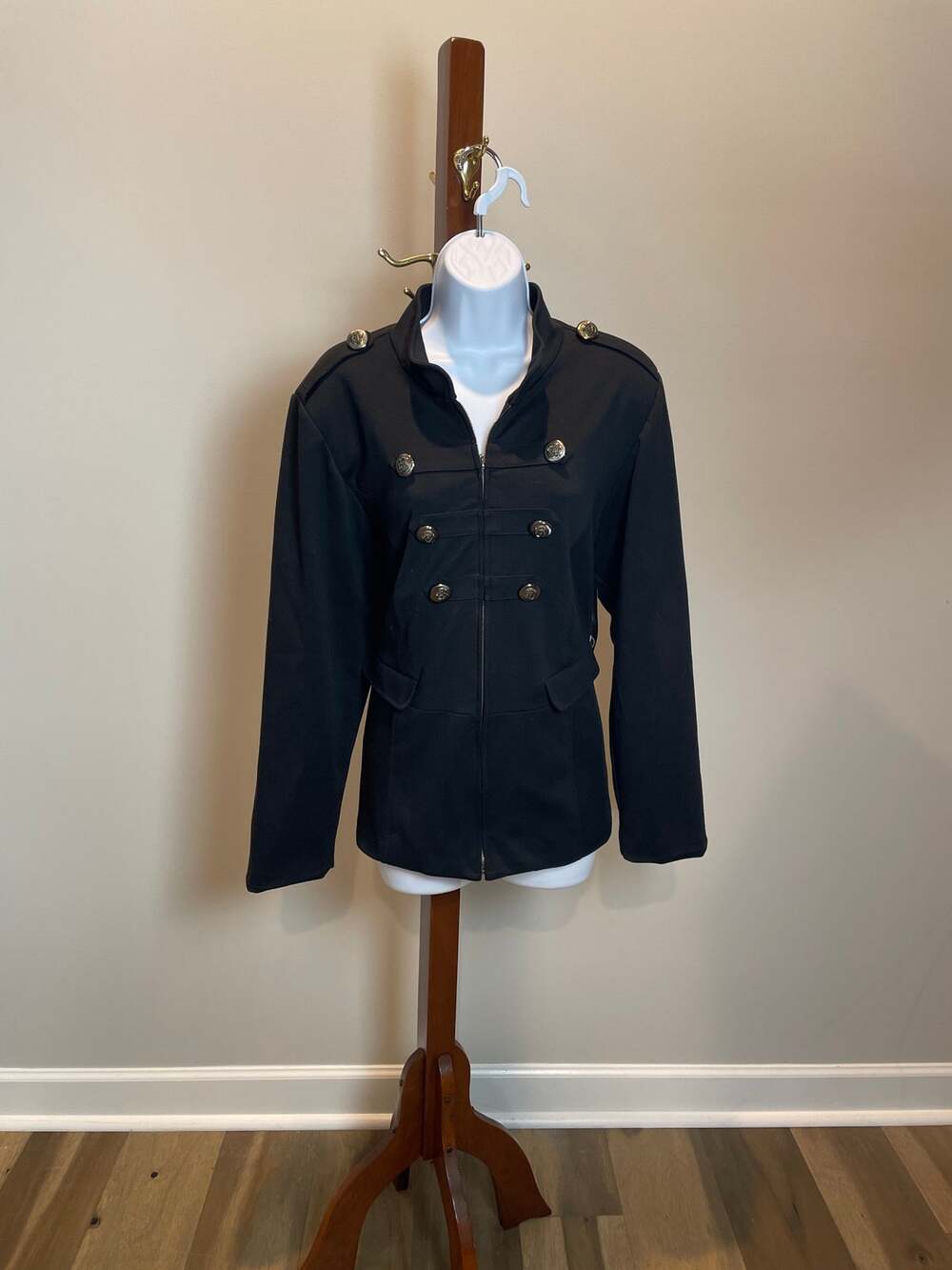 New Directions Black Military Style Blazer Zip Front Size 1X New With Tag